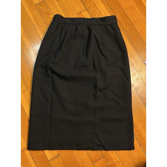 Vintage 100% Wool Skirt Women's Size 8 Black Pencil Midi Knee Length Lined - Picture 4 of 6